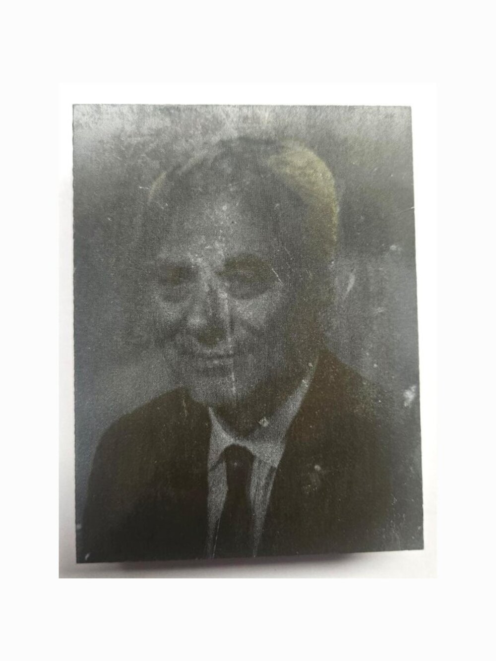 Vintage Wood & Engraved Metal Printer’s Block Printing Plate Stamp Man Portrait